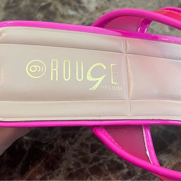 Women Stiletto Mid Heel Peep Open Toe Sandals Slip-on Size 9 Hot Pink - Picture 4 of 12